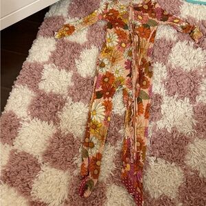 Posh Peanut Della floral footie ruffled pajamas / size 2T